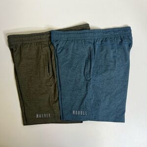 NOBULL Men's Athletic Shorts Heathered  Green and Teal - Size Large